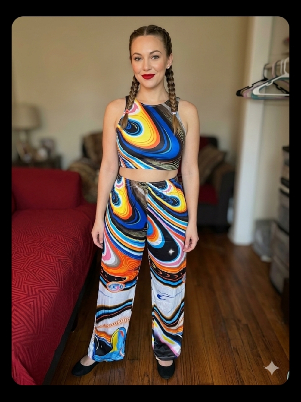 Colorful Swirl Wide-Leg Pants - Multicolor NWOT 22 inches p2p